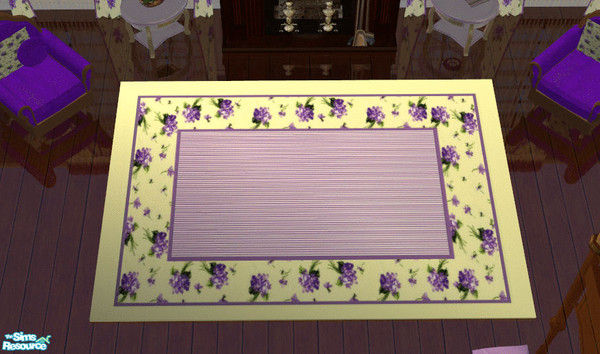 Sims 2 — Violet Bedroom Area Rug by lisa9999 — Violets on a yellow background.