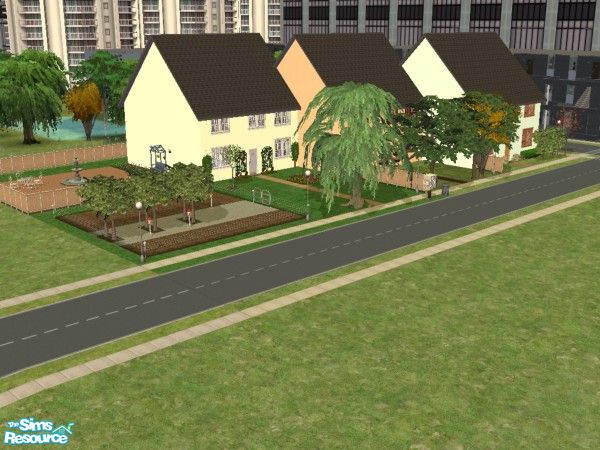 Sims 2 — 3 Houses. by luckyoyo — The apartments have Lounge/Diner, Kitchen, Study, Hall, 3 Bedrooms with closets, 2