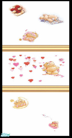 Sims 2 — Bear Necessities Wall + Floor Set - Hearts Wall by shadow66 — An addition to my \'Bear Necessities\' range -