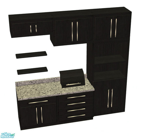 Sims 2 — Hanover Kitchen Recolors - Black by sim_man123 — Black wood recolor of my Hanover Kitchen. This file will
