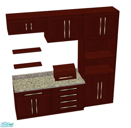 Sims 2 — Hanover Kitchen Recolors - Cherry wood by sim_man123 — Cherry wood recolor of my Hanover Kitchen. This file will