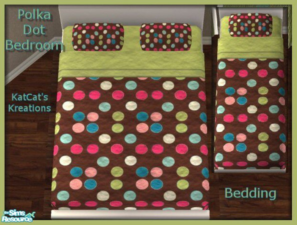 Sims 2 — Polka Dot Bedroom - Bedding by KatCat — I created this texture after seeing a bedspread at \"Linen \'n\'