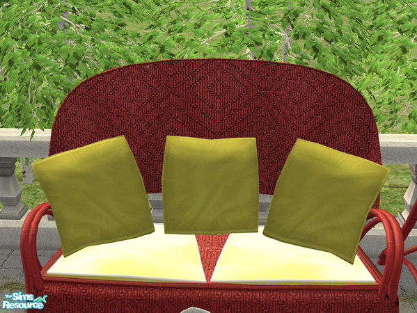 Sims 2 — Outdoor 2009 red - Pillowset Loveseat yellow by ShinoKCR — 