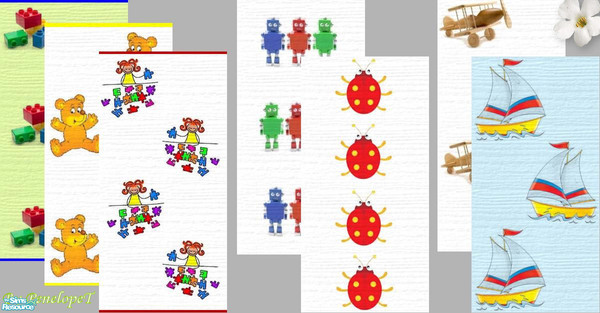 Sims 2 — Kids Playroom Wall Set by PenelopeT — A fun set of colorful wallpaints for your Sim kids. Happy Simming and