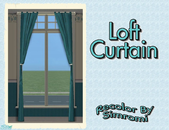 Sims 2 — TC136 Maxis Loft Curtains Recolored by simromi — I used the Texture submitted by Selina012 for Texture Challenge