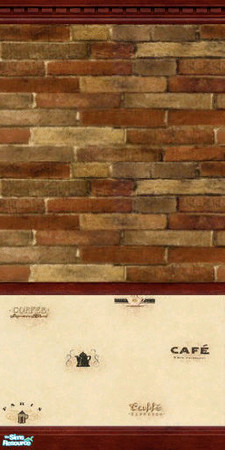 Sims 2 — Cafe Brick and Wallpaper by simromi — Cafe brick and wallpaper gives any room that old world feel.