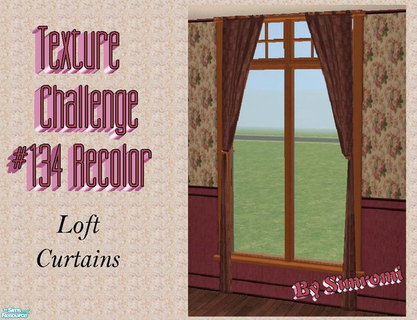 Sims 2 — TC134 Maxis Loft Curtains Recolored by simromi — Maxis Loft Curtains recolored using Riverwillow\'s textures in