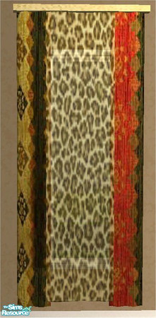 Sims 2 — tams tc 138 set 2 - Curtains For Tc 138 2 by tambriah — wood bracket with African patterned curtains &