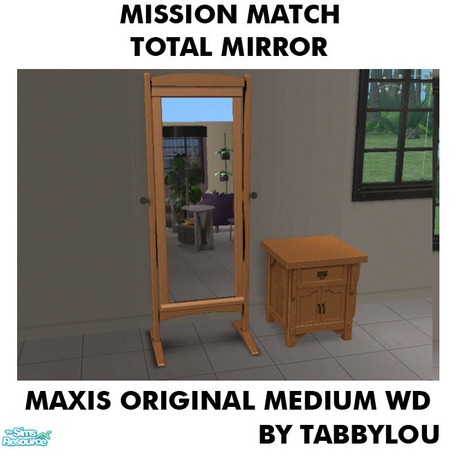 Sims 2 — TL - MM TotalMirrorFloorMirror OrigMediumWd by TabbyLou — Maxis Original Medium Wood Recolor of the Total Mirror