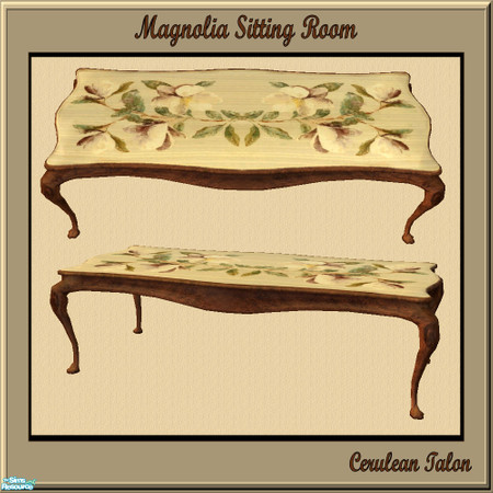 Sims 2 — Plumb Magnolia Sitting Room - Coffee Table by Cerulean Talon — Cool and calming and yet sturdy, this coffee