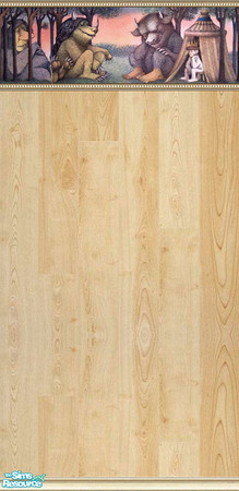 Sims 2 — Wild Things Nursery - Wall by Riverwillows — Nice blond maple wall paneling, with \"Where the Wild Things