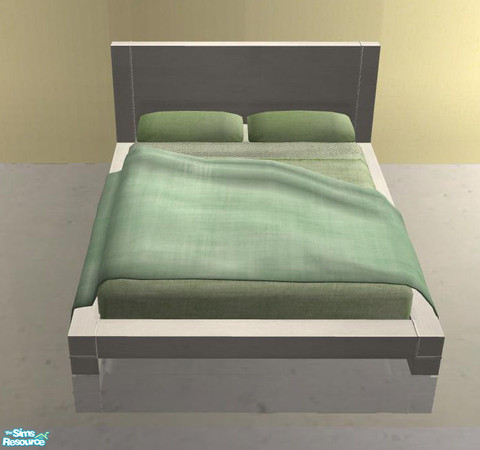 Sims 2 — Minimalistic Bedroom white - Bed with green cover by ShinoKCR — 