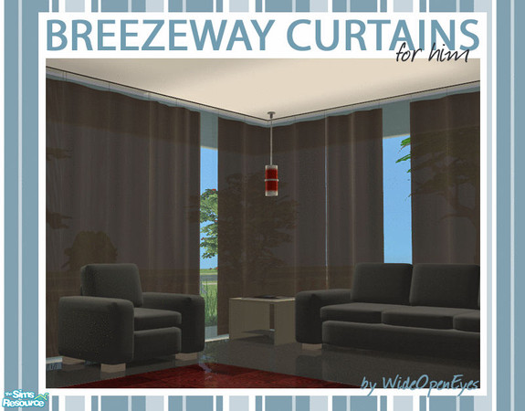 Sims 2 — Breezeway For Him - Brown Corner by wideopeneyes — A set of Breezeway Curtain recolors that your bachelor Sims