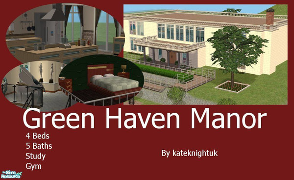 Sims 2 — Green Haven Manor - Contemporary 4 Bed Home by kateknightuk — Green Haven Manor is a large modern house, with