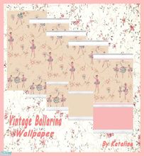 Sims 2 — Vintage Ballerina Wallpaper by katalina — These vintage dancing Ballerinas will delight your little girl, Enjoy!