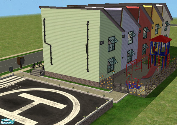 Sims 2 — Boulevard Apartments by loopyproductions — A apartmentbase with 5 apartments in a industial style. Playground