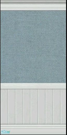 Sims 2 — Burlap Texture Walls 1 - Sky by missy_sceeter — Pretty, tinted burlap textured wall over white beadboard. (1 of