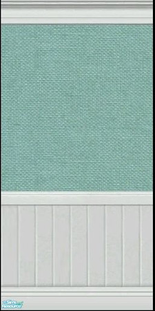 Sims 2 — Burlap Texture Walls 1 - Turquoise by missy_sceeter — Pretty, tinted burlap textured wall over white beadboard.