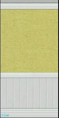 Sims 2 — Burlap Texture Walls 1 - Gold by missy_sceeter — Pretty, tinted burlap textured wall over white beadboard. (1 of