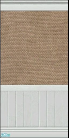 Sims 2 — Burlap Texture Walls 1 - Mocha by missy_sceeter — Pretty, tinted burlap textured wall over white beadboard. (1