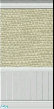Sims 2 — Burlap Texture Walls 1 - Sand by missy_sceeter — Pretty, tinted burlap textured wall over white beadboard. (1 of