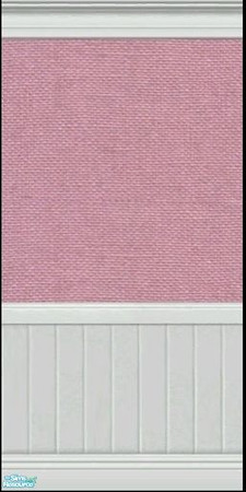 Sims 2 — Burlap Texture Walls 1 - Rose by missy_sceeter — Pretty, tinted burlap textured wall over white beadboard. (1 of