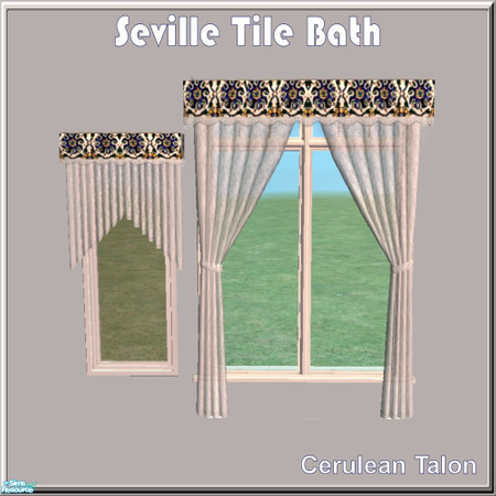 Sims 2 — Seville Tile Bath - Curtains by Cerulean Talon — Rich colors and elegant textures with depth and life are to be