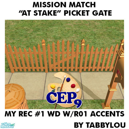 Sims 2 — TL - MM AtStakePicketGate Recolor01AllWd by TabbyLou — My Recolor #1 Wood with Recolor #1 Accents Recolor of