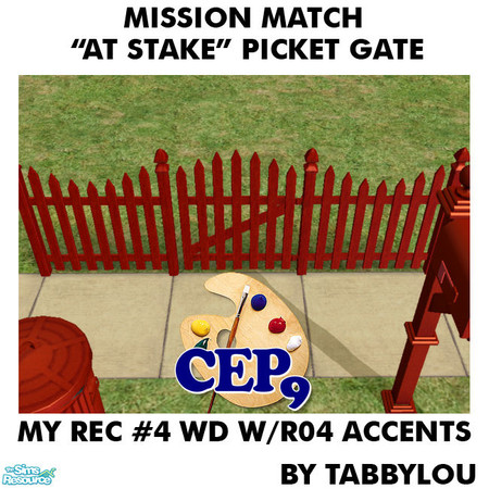 Sims 2 — TL - MM AtStakePicketGate Recolor04AllWd by TabbyLou — My Recolor #4 Wood with Recolor #4 Accents Recolor of