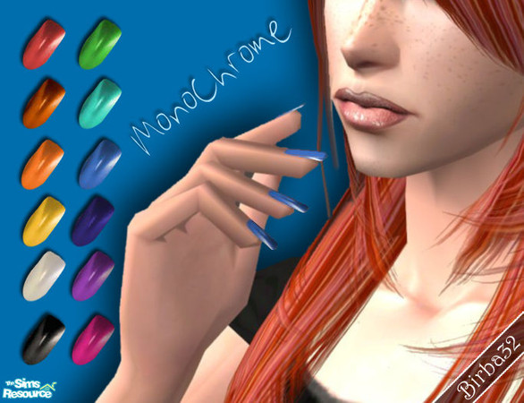 Sims 2 — Nails - Monochrome by Birba32 — 12 different nail colors. You will see the icon in the CAS! so it will be more
