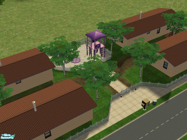 Sims 2 — Caravans area by loopyproductions — A place builded with 4 caravans (each for 3 people). playground included.