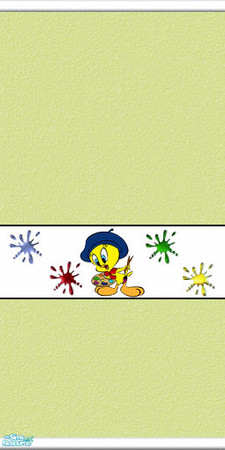 Sims 2 — Tweety Painting Wall Border - Babytweetums4-tweetypaintingwallborderyellow by babytweetums4 — Wall Border with