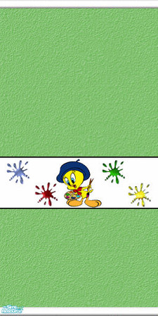 Sims 2 — Tweety Painting Wall Border - Babytweetums4-tweetypaintingwallbordergreen by babytweetums4 — Wall Border with