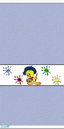 Sims 2 — Tweety Painting Wall Border - Babytweetums4-tweetypaintingwallborderblue by babytweetums4 — Wall Border with