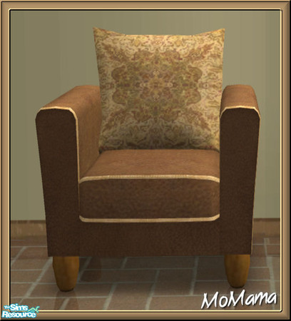 Sims 2 — NK Arizona LR Chocolate - Chair by MoMama — A nice comfy armchair in chocolate leather with malted trim and a