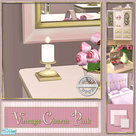 Sims 2 — Vintage Charm Pink - Candle Mesh by Cashcraft — Vintage Charm Pink is a collection of recolors for the Vintage