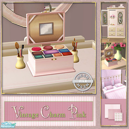 Sims 2 — Vintage Charm Pink - Makeup Case Mesh by Cashcraft — Vintage Charm Pink is a collection of recolors for the