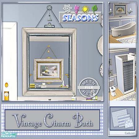 Sims 2 — Vintage Charm Bath -Vanity Mirror Seasons Mesh by Cashcraft — A bathroom set to match the Vintage Charm Bedroom.