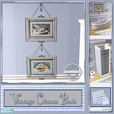 Sims 2 — Vintage Charm Bath -Two Pictures Mesh by Cashcraft — A bathroom set to match the Vintage Charm Bedroom. The set