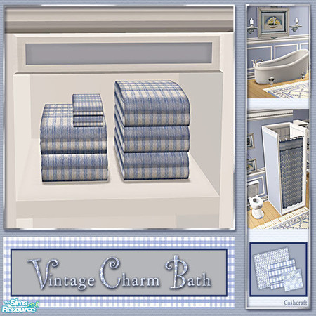 Sims 2 — Vintage Charm Bath - Towels Recolor by Cashcraft — A bathroom set to match the Vintage Charm Bedroom. The set