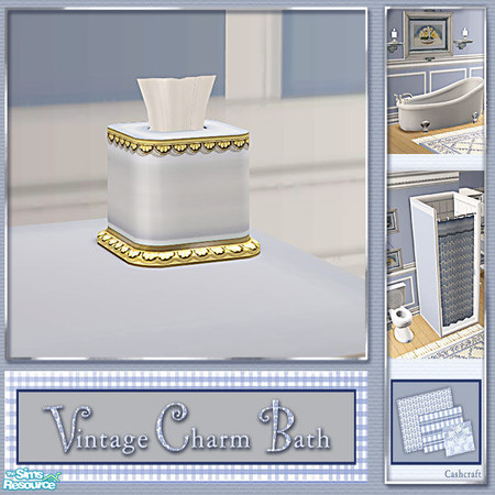 Sims 2 — Vintage Charm Bath -Tissue Blue Recol by Cashcraft — A bathroom set to match the Vintage Charm Bedroom. The set