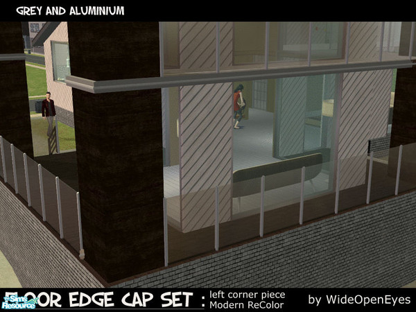Sims 2 — Floor Edge Cap - Modern Grey Left by wideopeneyes — This is a Recolor of the Modern floor edge cap. This left