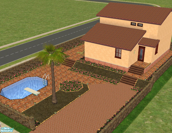 Sims 2 — Villa \'Carol\' by loopyproductions — A simple 4-people house with beautiful flowers around it. Acces route,