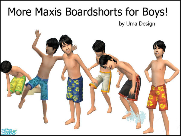 Sims 2 — More Maxis Swimwear for Boys by Uma Design — Little boys can spend lots of time in the water, so they will need
