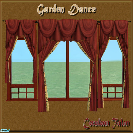 Sims 2 — Garden Dance - Curtains by Cerulean Talon — Fung Shui, elegance and comfort combine to make this 3-size curtain
