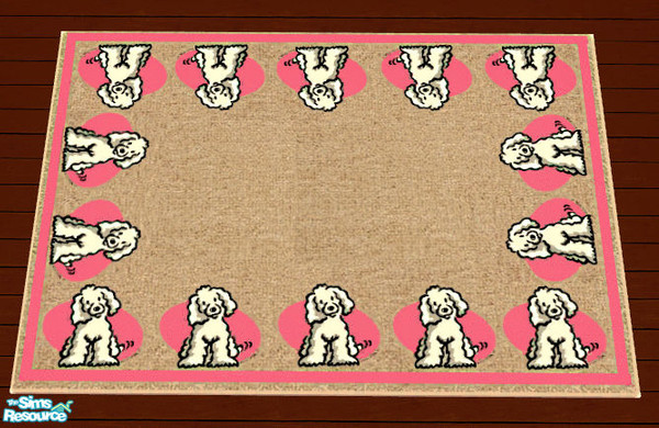 Sims 2 — Sarah\'s Poodle Bedroom Rug by lisa9999 — A plush nuetral back ground with poodles on pink.