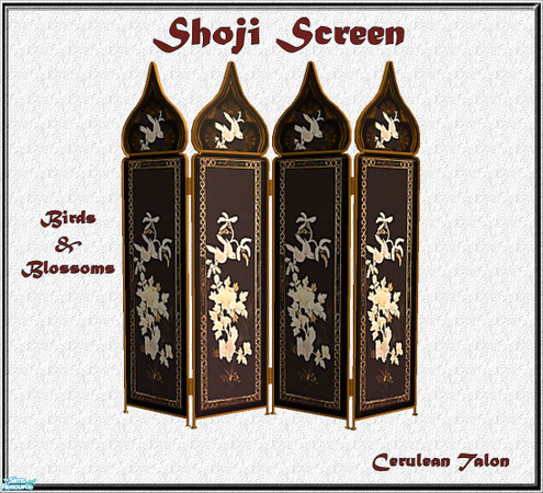 Sims 2 — Shoji Screens - Blossoms & Birds by Cerulean Talon — Fung Shui, elegance, peace, tranquility and comfort