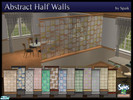 Sims 2 — Abstract Half Walls by Spaik — This set of half walls has wooden top and bottom, and small stained glass panels