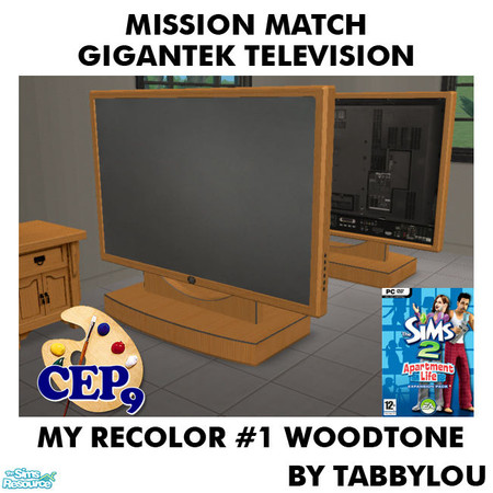 Sims 2 — TL - MM GiganTekHomeTheaterTV Recolor01Wd by TabbyLou — My Recolor #1 Wood Recolor of Big Screen TV from