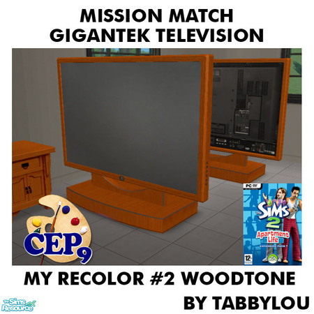 Sims 2 — TL - MM GiganTekHomeTheaterTV Recolor02Wd by TabbyLou — My Recolor #2 Wood Recolor of Big Screen TV from